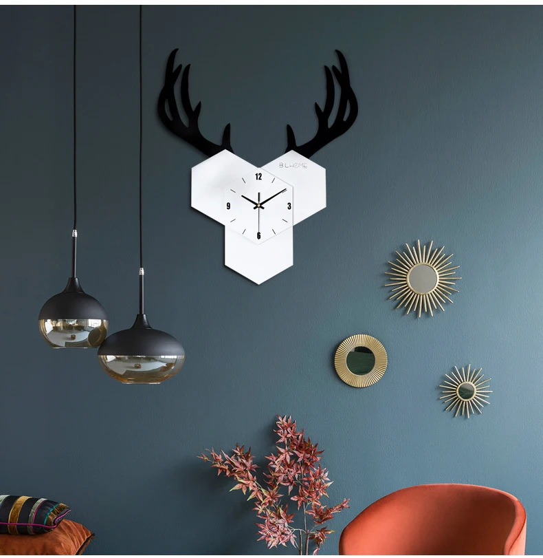 Минималистичные настенные часы с геометрическим дизайном тихие в скандинавском