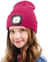 d2 led beanie headlamp hat with light for kids unisex usb rechargeable light up hat adjustable brightness cap winter flashlight