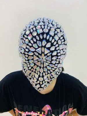 16 виды украшенные заклепками Головных уборов черные стразы маска черная