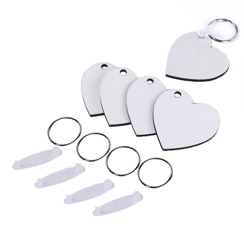 10PCS Wood Painting Key Ring Craft DIY Accessories Gift Heart Blank MDF Board Sublimation Printing Chains | Автомобили и