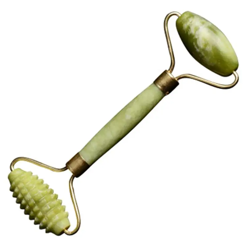 Нефритовый ролик с двойной головкой натуральный массажный для лица настоящий