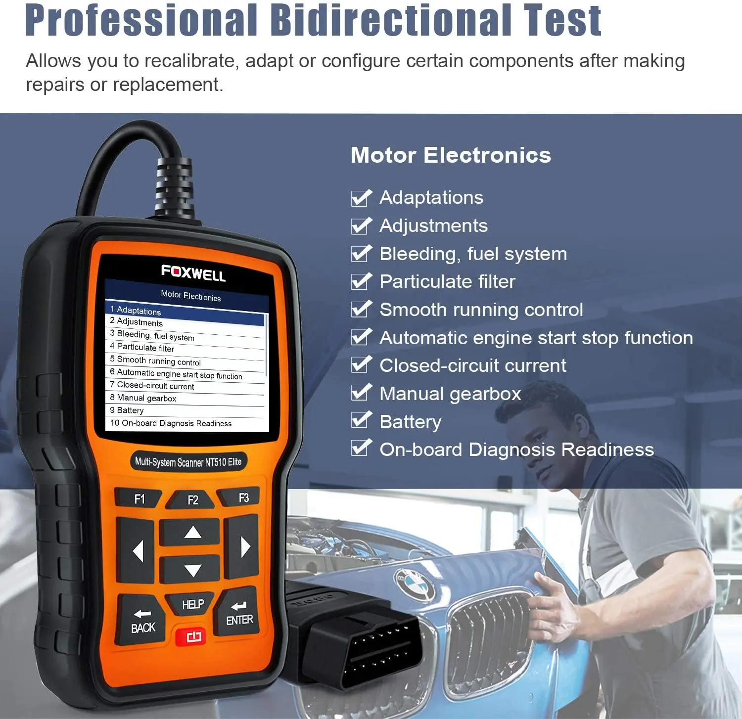 Сканер FOXWELL NT510 Elite OBD2 с полной системой автомобильный диагностический