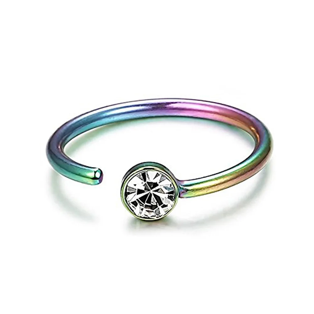 C образные носовые кольца из нержавеющей стали украшение с бриллиантами стразы