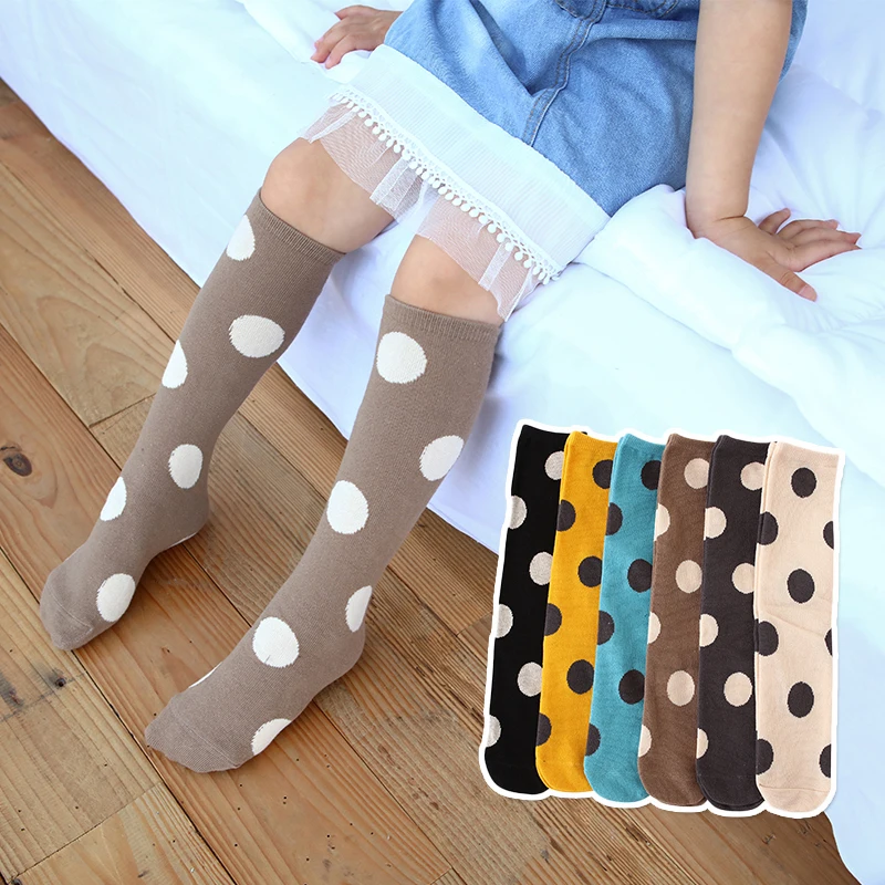 

Girls warmer ankle long big Dots socks Kids Children Knee High Socks infant cotton Baby Over Knee Socks for girls spring autumn