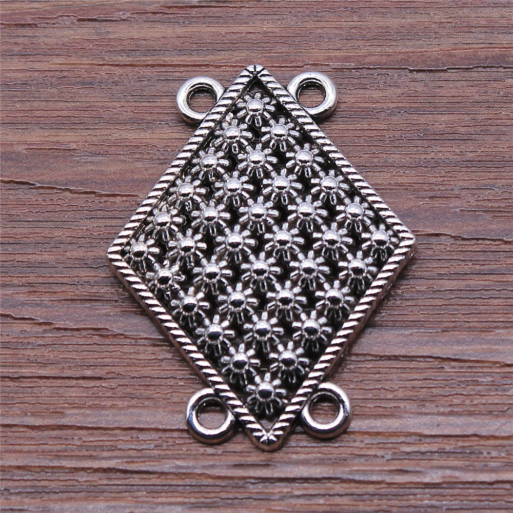 

6pcs Charms 4-Hole Body Chain Connector Antique Silver Color 28x36mm Diy Accessories Diy Necklace Making Accessoreis