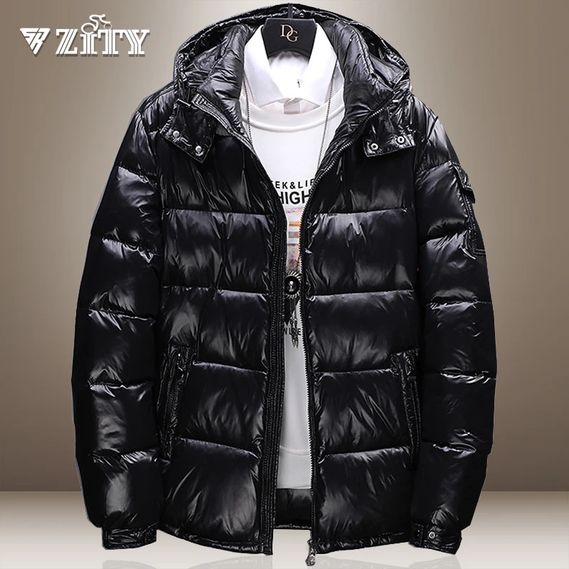 

ZITY 2020 Winter New Bright Face Down Jacket for Men and Women Lovers Young Short Hooded and Thickened Warm Coat