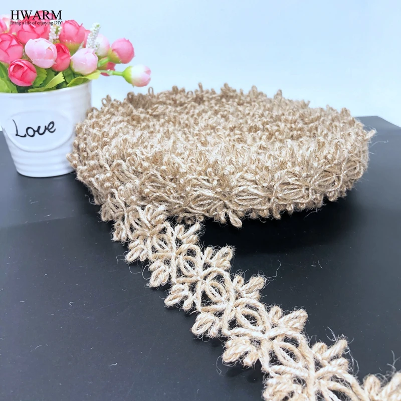 HWARM 10 ярдов пенька искусство шитье ткань кружевная веревка полый узор плоская