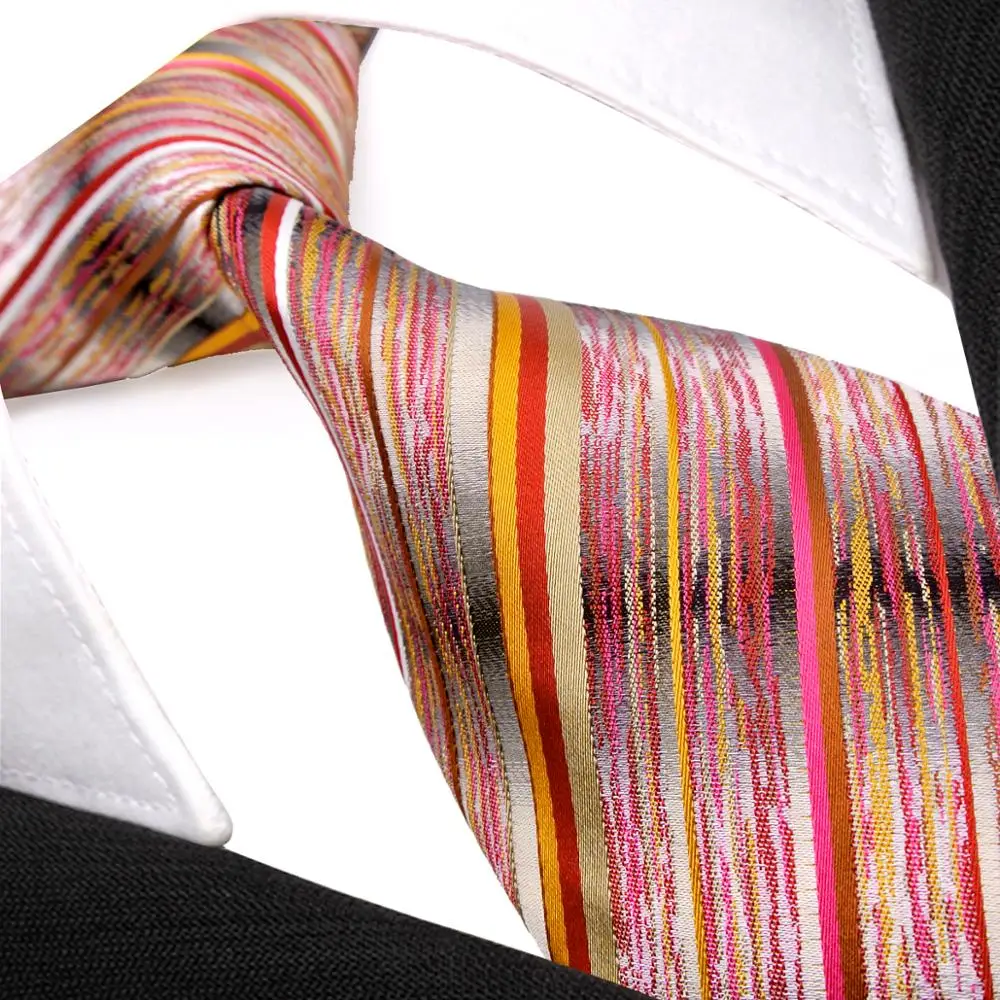 Мужские галстуки в полоску красные и разноцветные из 100% шелка жаккардовые новые