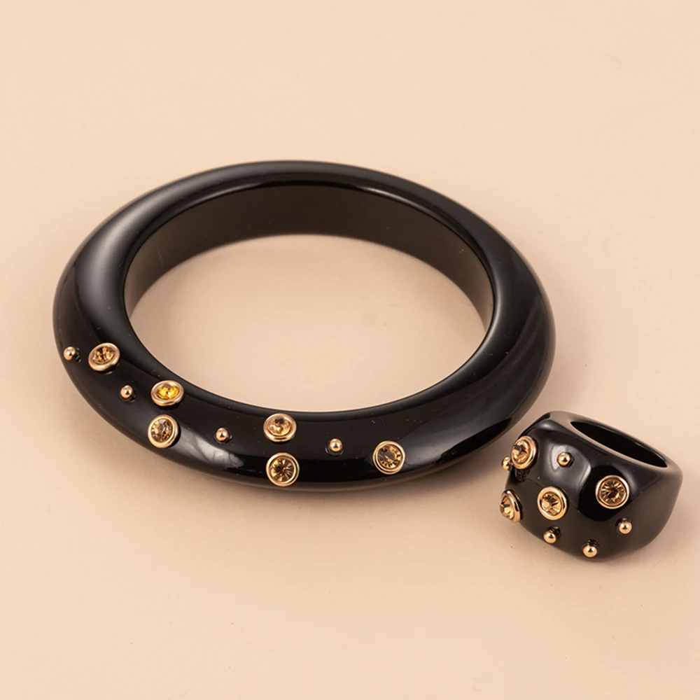 

6 Style Fashion Indian Jewelry Sets for Women Cute Acrylic With Ring&Bangle Bracelets Resin Charms Crystal Bangles Girls