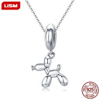 genuine 925 sterling silver balloon dog pendant animal charms fit for charm bracelets necklace silver jewelry