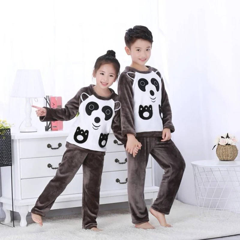 

Детские пижамные комплекты для мальчиков и девочек, Мультяшные пижамы, фланелевые детские комплекты пижам из кораллового флиса, одежда для ...