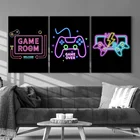 Плакат неоновые игровые плакаты и принты для мальчиков геймпад иллюстрация игра Настенная картина холст картина для детской комнаты домашний декор