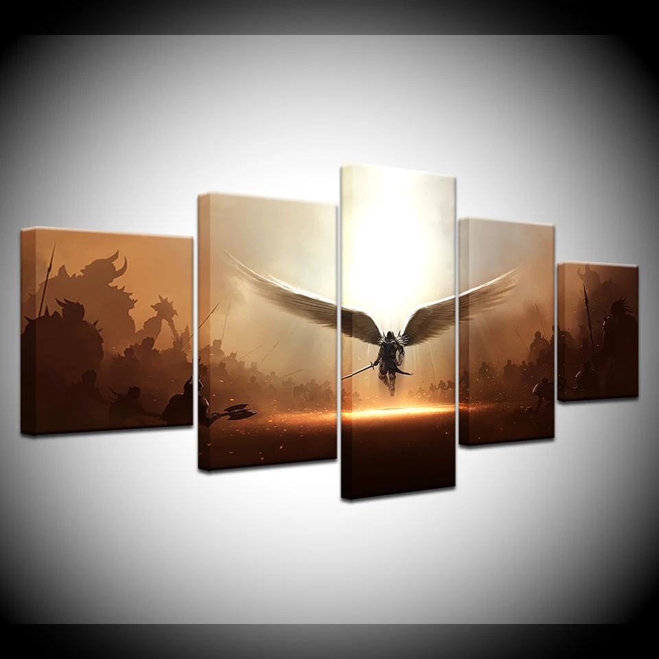 The game Two steps from hell archangel 5 Panels Wallpapers modern Modular Poster art Canvas painting for Living Room Home Decor | Дом и сад