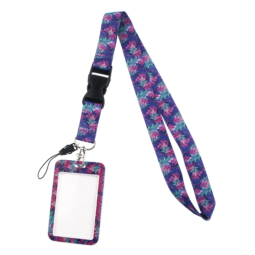 

SP1241 Purple Leaves Lanyard Neck Strap for Key ID Card Cellphone Straps Badge Holder DIY Hanging Rope Fashion Accessories