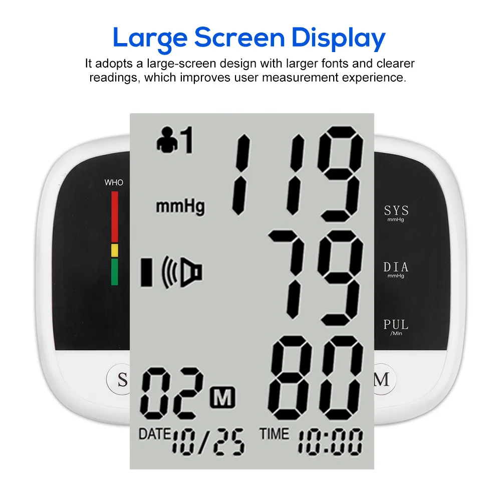 Цифровой тонометр заряжаемый монитор артериального давления на руку пульсометр