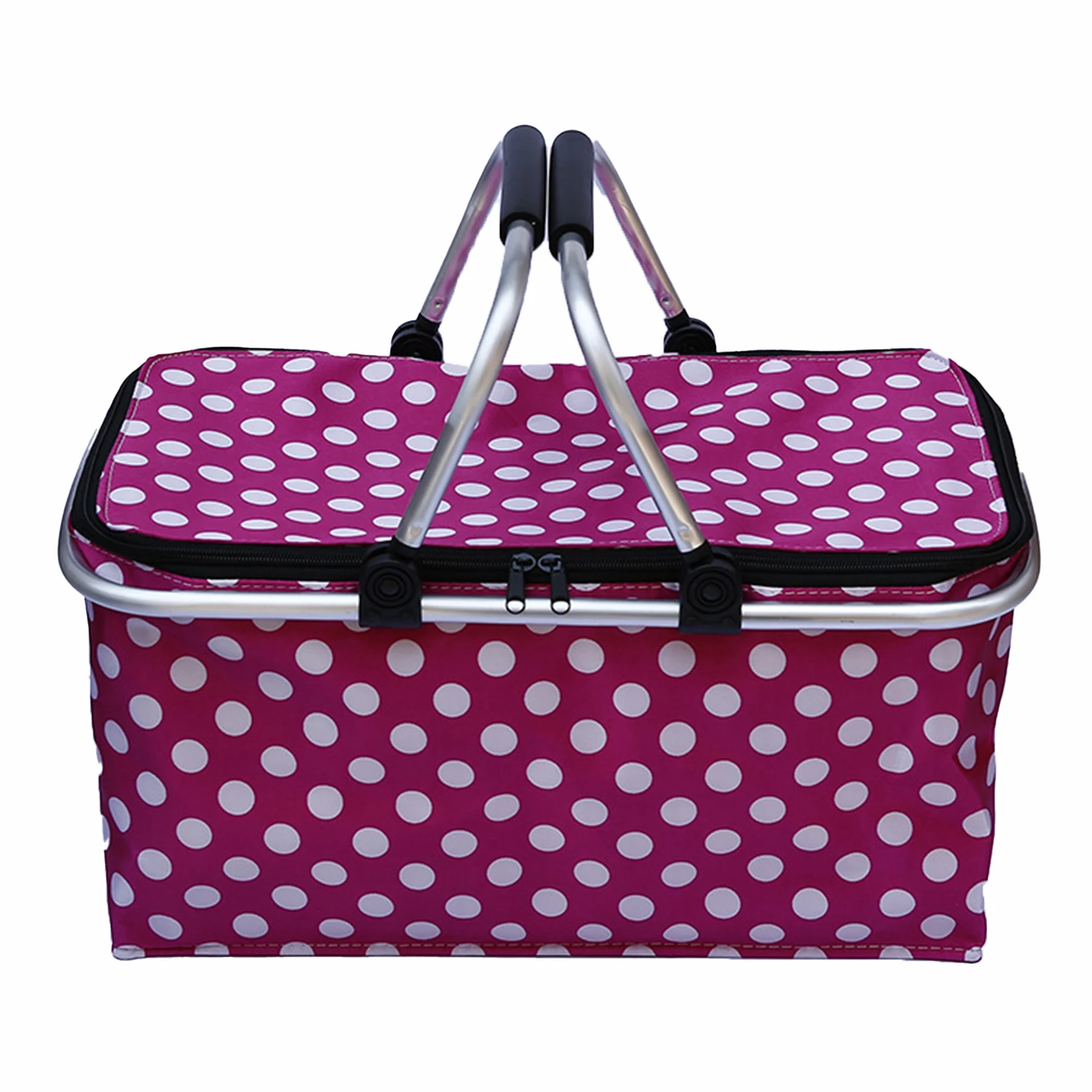 

Portable Double Handle With Zipper 8 Gallon Carrying Bag Grocery Shopping Basket With Handles For Travel Beach Camping