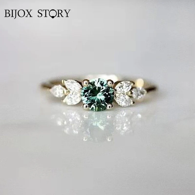 BIJOX История моды 925 серебряные ювелирные кольца с изумрудом циркон кольцо камнями