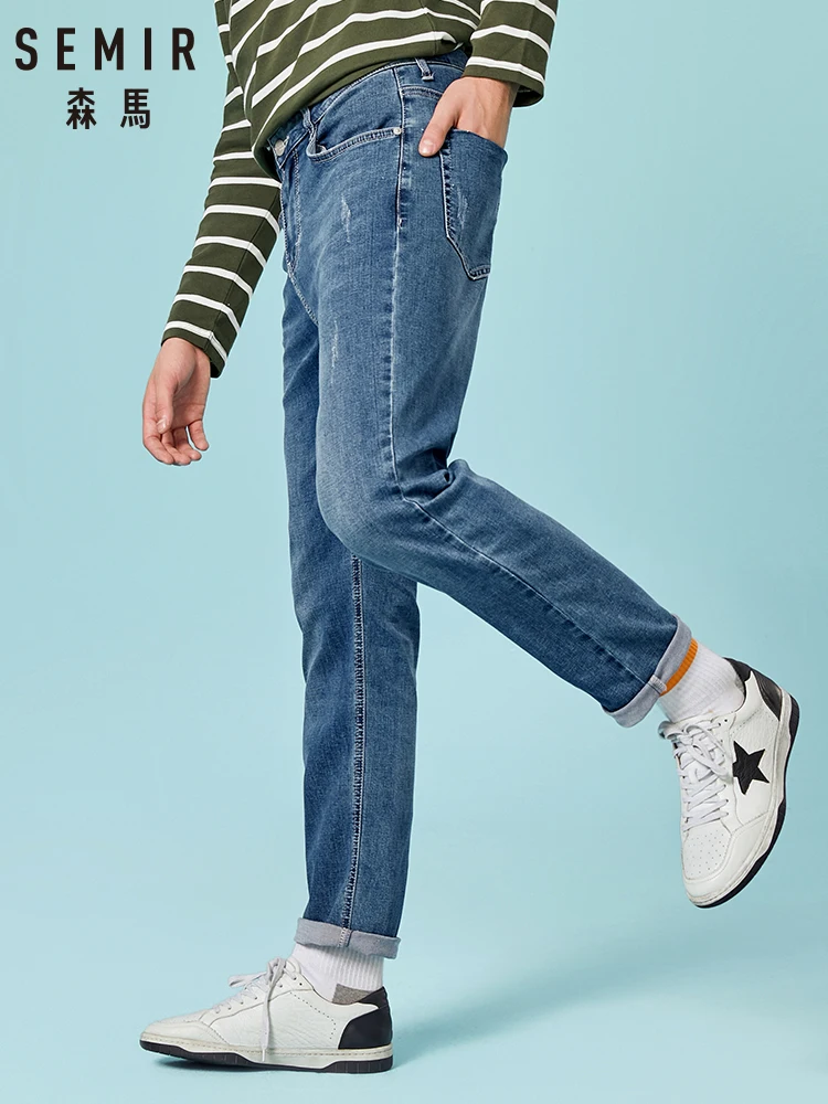 Semir джинсовые брюки мужские маленькие прямые Стрейчевые простые однотонные