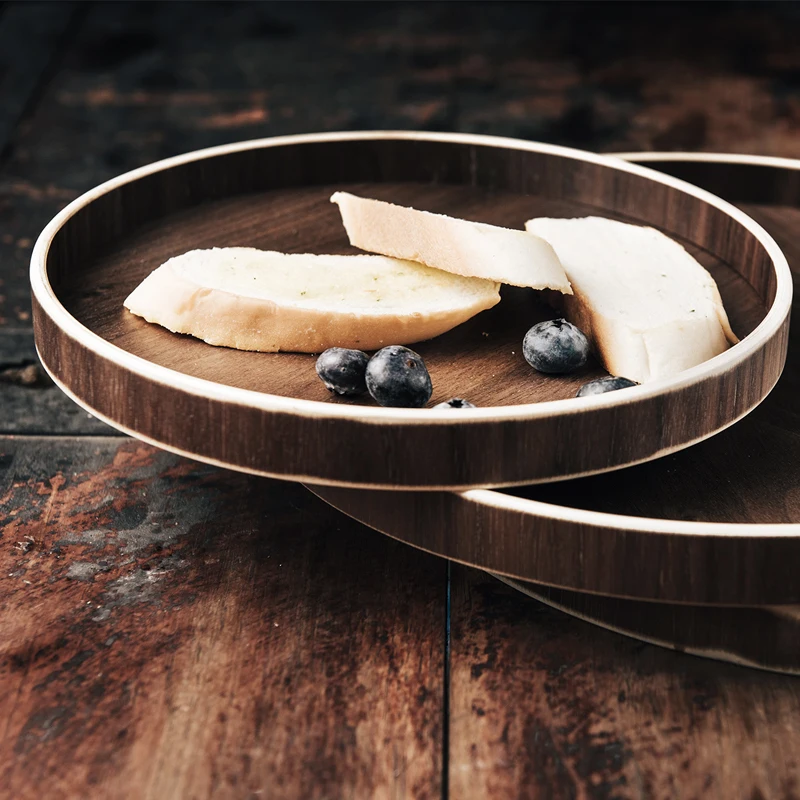 Поддон из черного ореха в японском стиле поддон с круглым верхом для фруктов