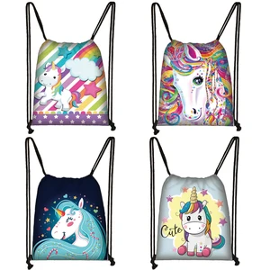 Милые Мультяшные сумки на шнурке для мальчиков и девочек, дорожные детские сумки для книг с принтом пони, Женский Повседневный Рюкзак для вечеринок