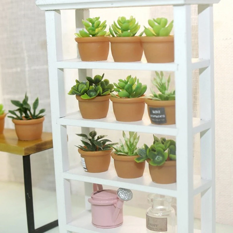 

4Pcs Cute Mini Round Plastic Plants Dollhouse Miniature Green Mini Potted For Green Plant In Pot