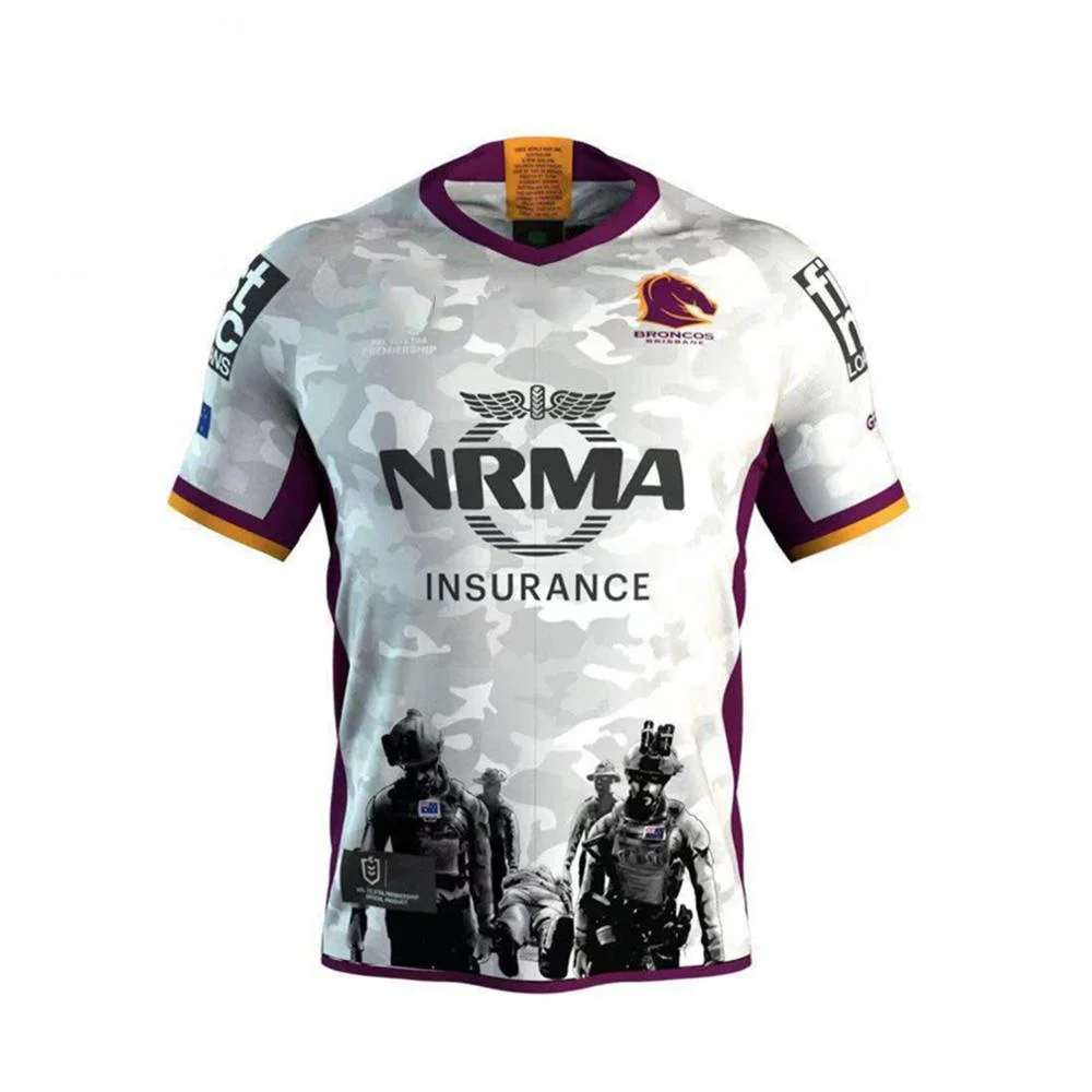 

RESYO для 2019 Брисбен Бронкос мужская футболка ANZAC для регби, Спортивная футболка