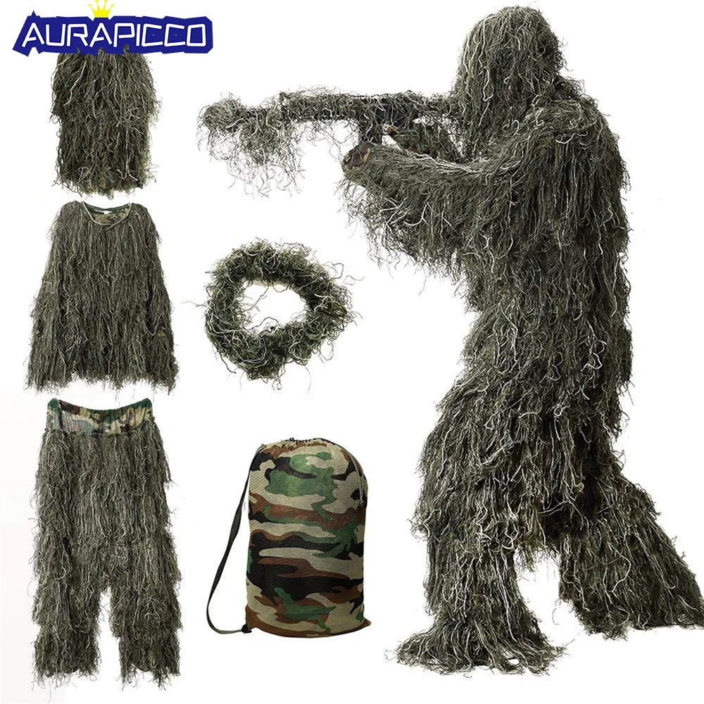 Детский Камуфляжный костюм для охоты и Ghillie, одежда для скрытой охоты, костюм снайпера, армейская камуфляжная униформа, костюм Специального солдата