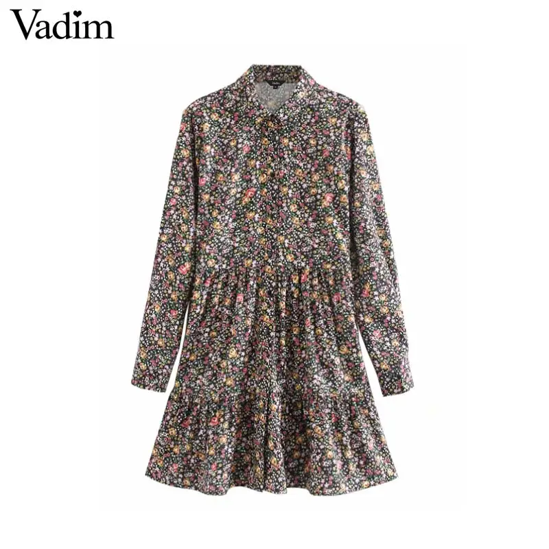 Женское элегантное платье vadim с цветочным принтом рубашка длинным рукавом и