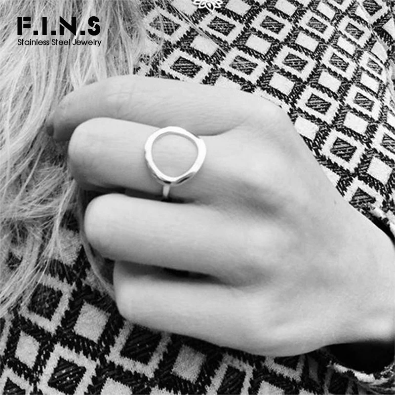 F.I.N.S модные кольца из нержавеющей стали для женщин геометрические круглые