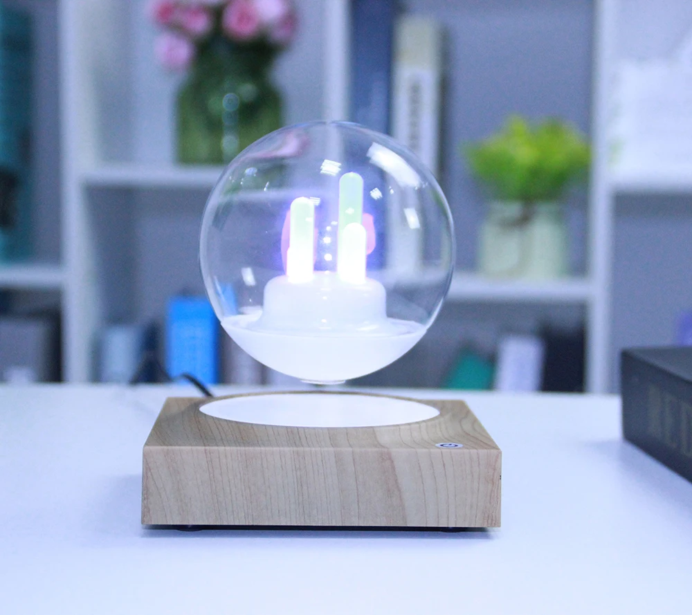 Магнитный плавающий 3 дюймовый стеклянный шар вращающийся на семь цветов ночной