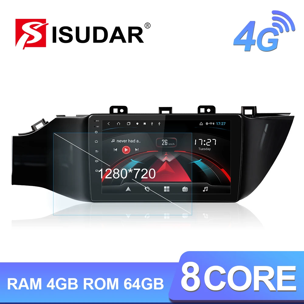 Isudar H53 4G Android 1 Din автомагнитола для KIA K2 RIO 4 2016-2019 Автомобильный мультимедийный gps 8