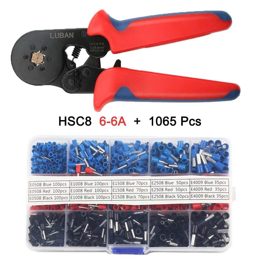 HSC8 6-6B HSC8 6-6A мини-тип саморегулируемые обжимные плоскогубцы 0,25-6 мм терминалы обжимные инструменты мульти HSC8 6-6 - Цвет: 6-6A and 1065