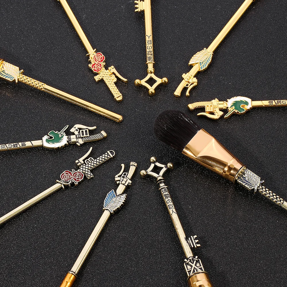 

2021 Japan Anime Attack on Titan Makeup Brushes Set Professional Cosmetic Powder Eye Shadow Eyebrow Beauty Make Up Brush Tool