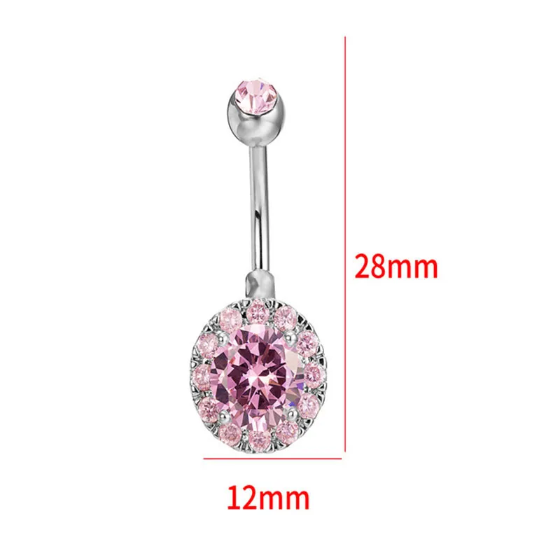 

1pc Sexy Crystal Zircon Navel Belly Button Ring Round Rhinestone Cubic Zirconia Surgical Steel Belly Piercing Jewelry Gift