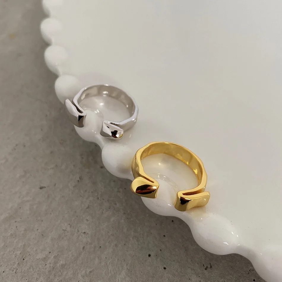 

Amaiyllis 925 Sterling Silver Irregular Lava Opening Ring Minimalist Light Luxury Punk Index Finger Ring For Female Jewelry