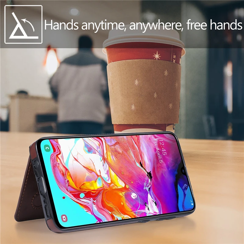 

Luxury Retro Shockproof Case For Samsung Galaxy A70 A50 A40 A30 A20 A10 M10 S Invisible Bracket Protective Shell with Card Slot