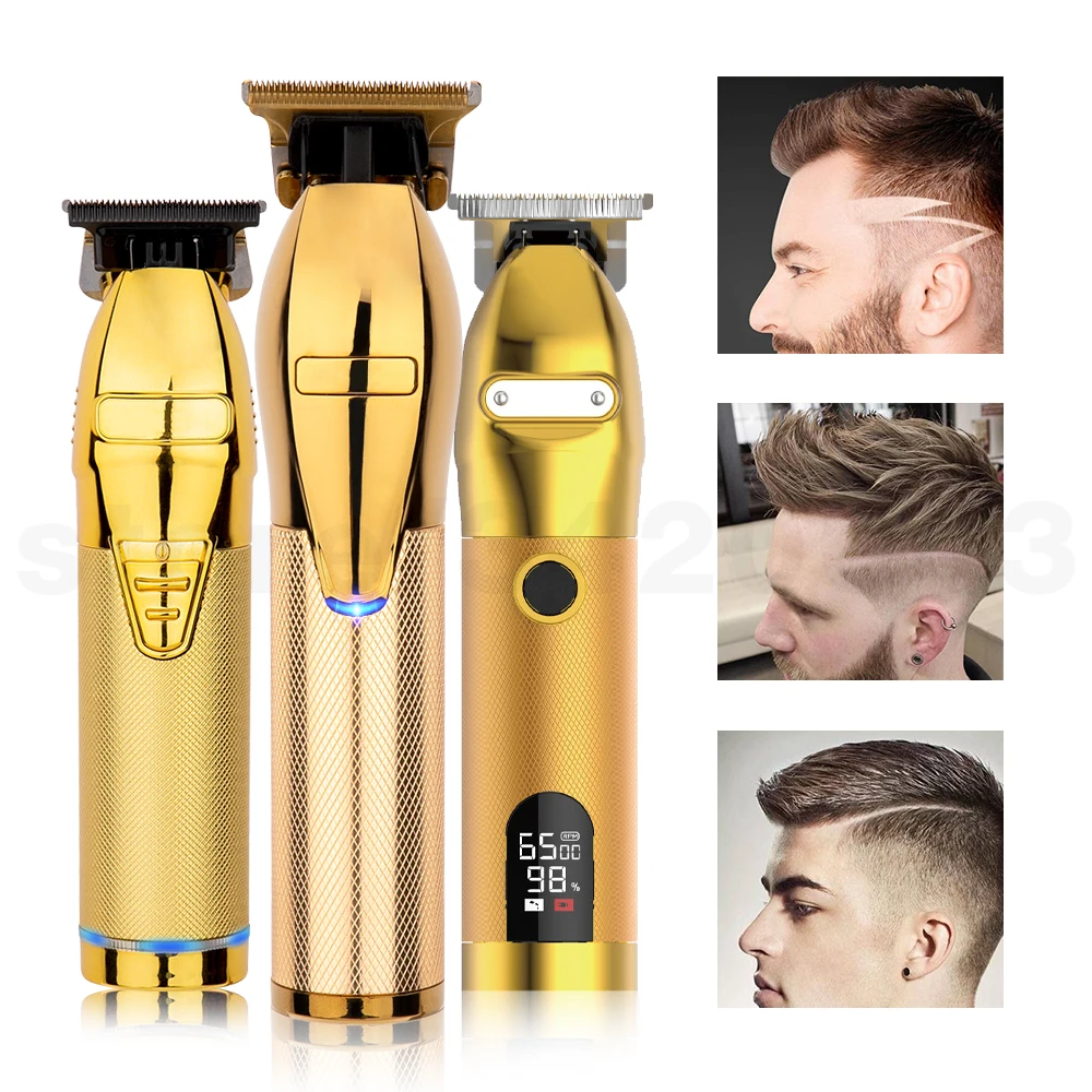 

Professional Hair Trimmer Gold Electric Trimmer For Men Cordless Rechargeable Shaver Barber Hair Cutting Machine T Hair Styling