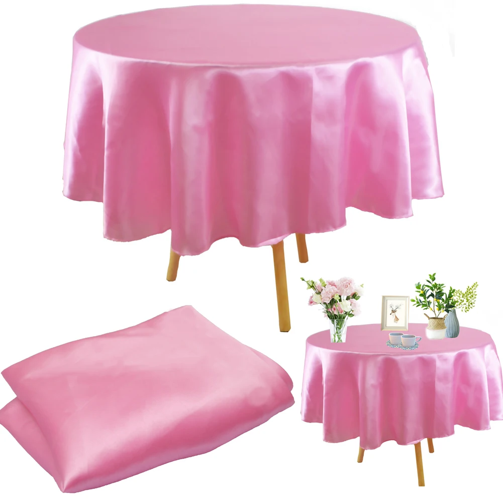 Round Tablecloth Satin Table Cloth Cover For Christmas Wedding Birthday Baby Shower Party Decor Home Tablecloths Supplies | Дом и сад