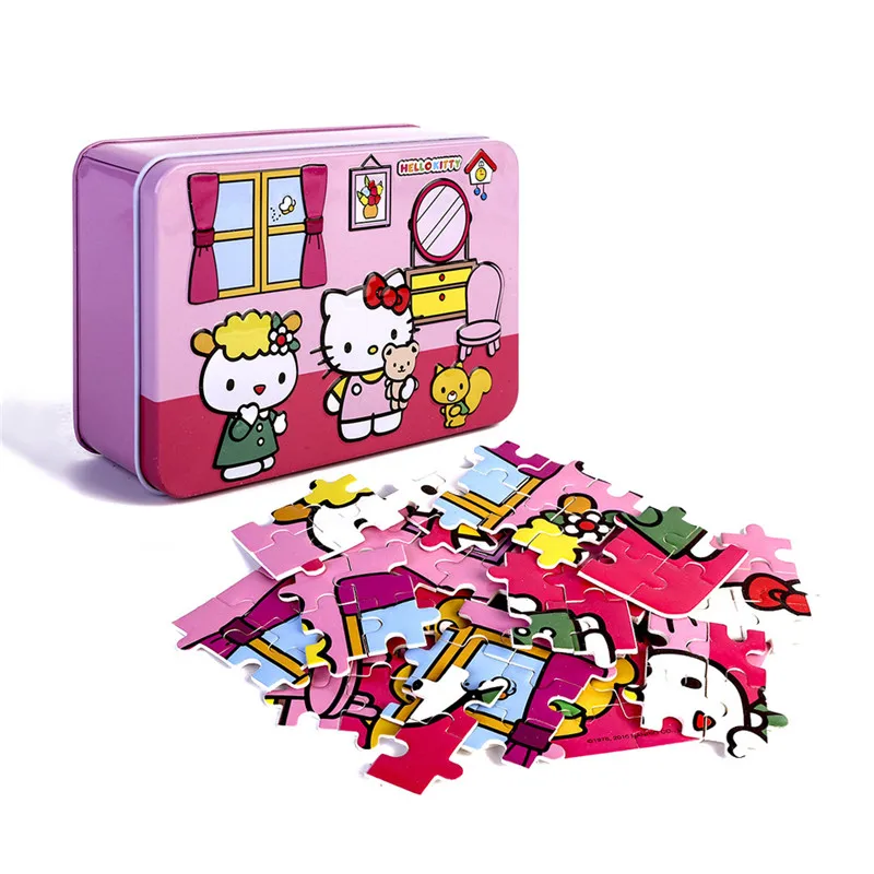 Пазлы hello kitty, 100 деталей, блестящие Пазлы для детей, Обучающие Развивающие пазлы, игрушки, рождественские подарки
