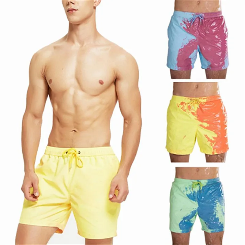 

Magical Change Color Beach Shorts Men Swimming Trunks Swimwear Quick Dry Temperature-Sensitive Color-Change Bathing Beach Shorts