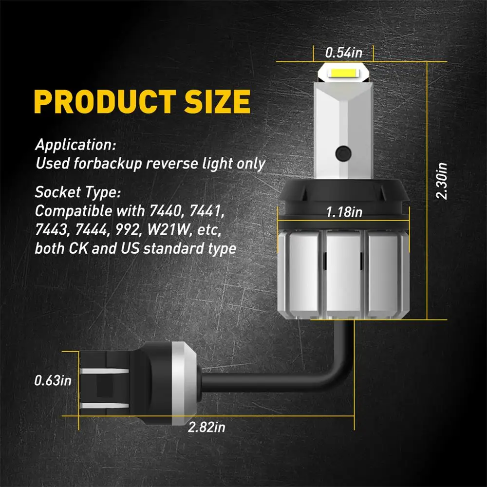

AUXITO 2Pcs 2000Lm T20 W21/5W W21W Led Canbus Bulbs CSP SMD 7443 7440 Led Auto Backup Reverse Lights 6500K White Car DC 12V