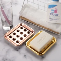 bathroom 304 stainless steel soap dishesbox with drain hole double layer structure bath hardware rose gold 14103cm 120g