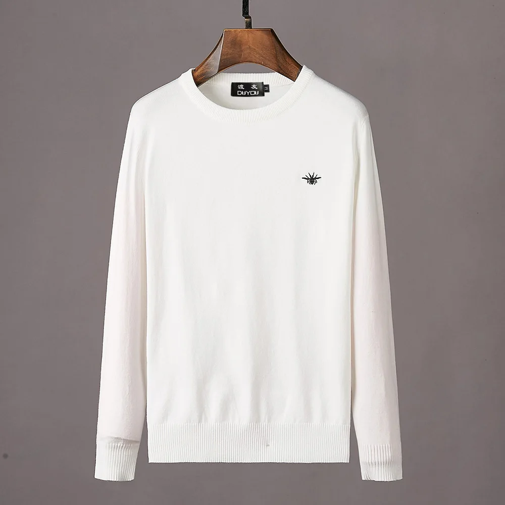 DUYOU осенне-зимний мужской свитер модный тренд удобный Однотонный с вышивкой