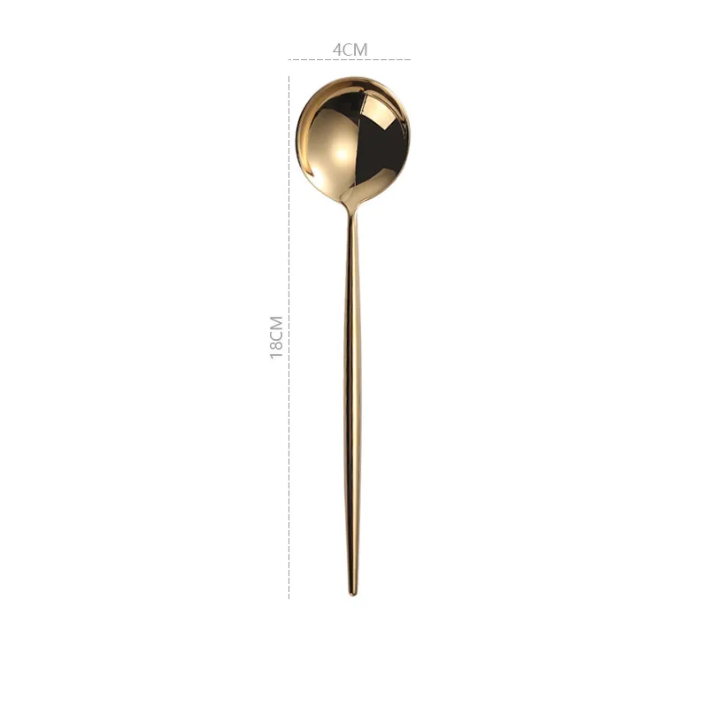 1pc dessert spoon Зеркальные золотые вилки, ложки, ножи, посуда, набор столовых приборов из нержавеющей стали, набор серебряных изделий, Золотая палочка для еды, ложка, нож, набор вилок - Цвет: 1pc dessert spoon