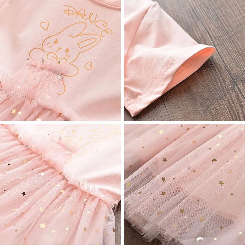 

Summer A Line Crew Neck Short Sleeve Cotton Tulle Solid Color Applique Animal Korean Version 2021 Lovely Princess Dress TZ00118