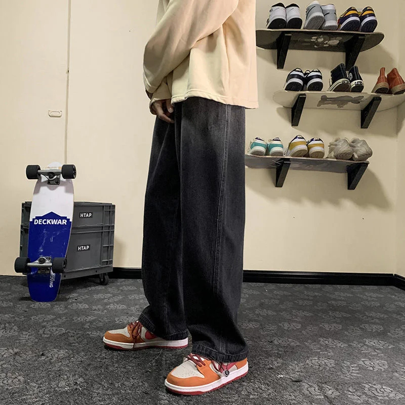 INXYZ Spring Autumn Super Hot Trend Men's Straight Wide Leg Pants Solid Color Letter Printed Casual Jeans Women's Trousers | Мужская