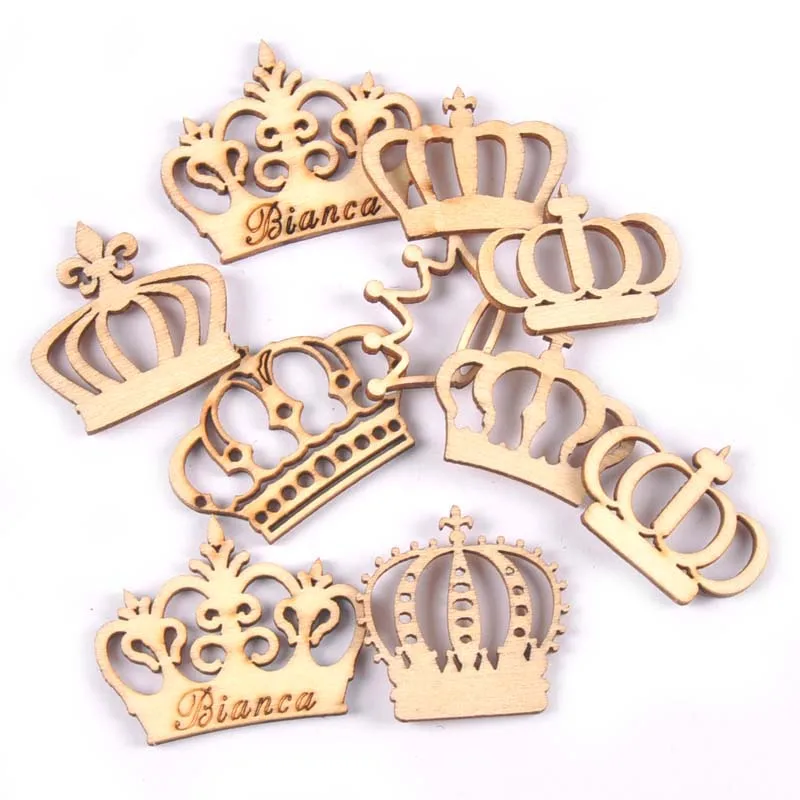 

Смешанный с вышивкой в виде короны, натуральные деревянные ломтики набор «сделай сам» для Скрапбукинг поделки деревянные принадлежности у...