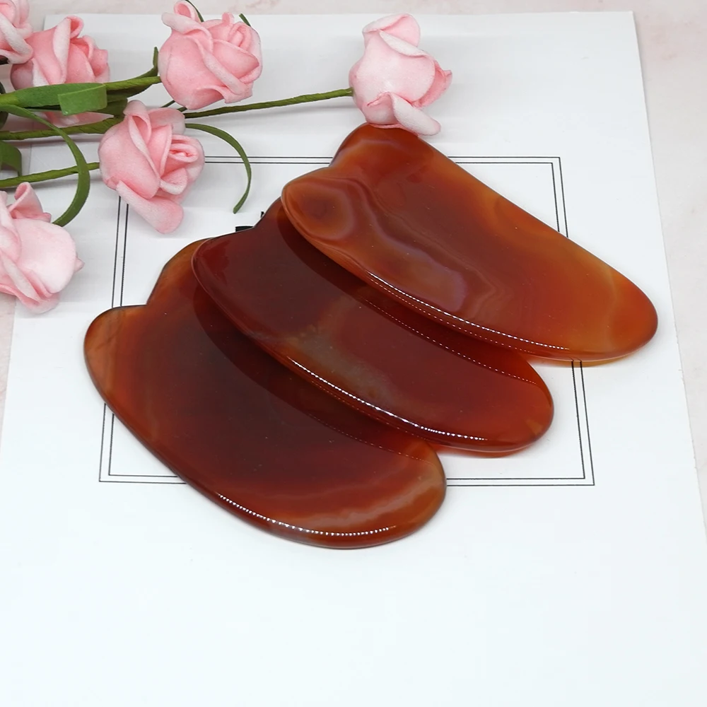 Роликовый массажер для лица с красным агатом похудения инструмент лифтинга