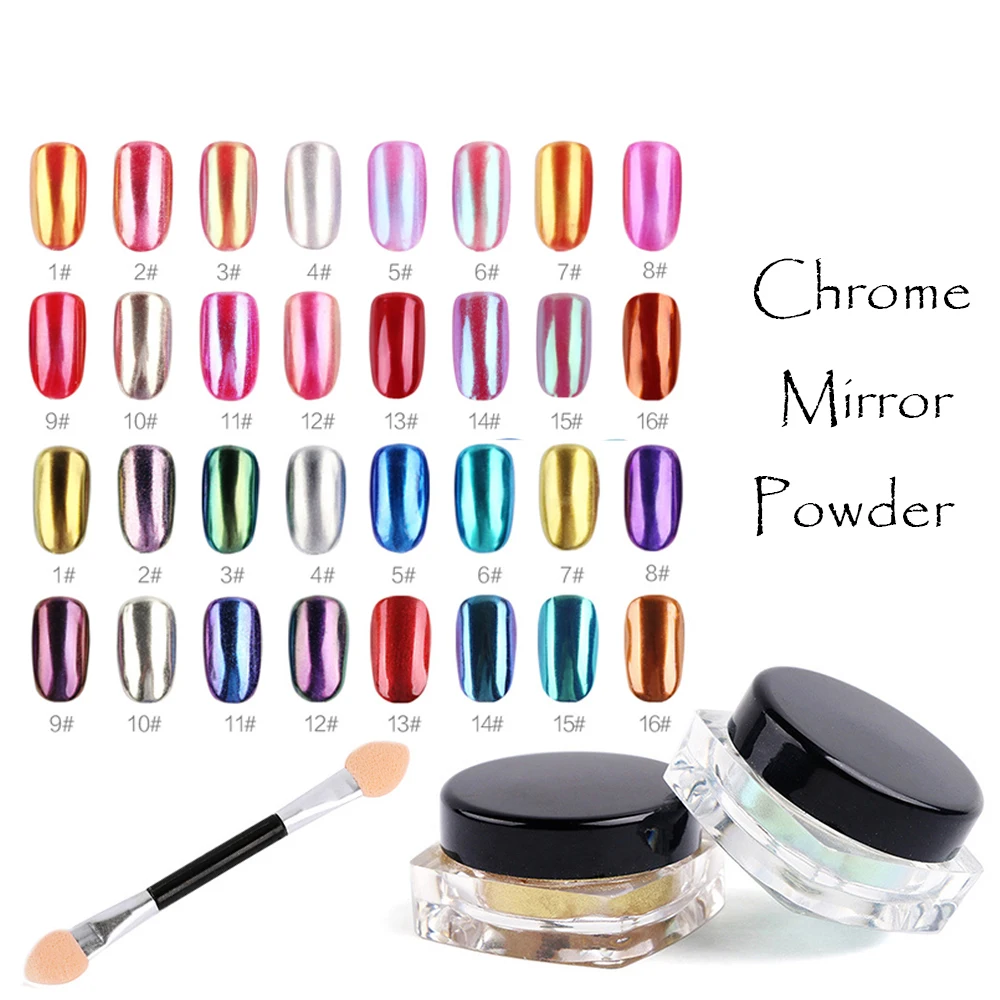 2 г волшебный блеск для ногтей металлический хромовый пигмент блестки зеркальная