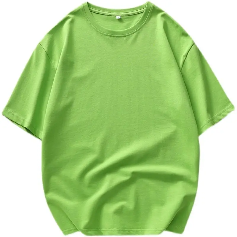 

New Short Sleeve T-shirt Men's 100% Cotton Round Neck Smooth Plate Men's Drop Shoulder Sleeve Solid Color T-shirt